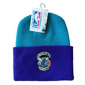 NWT Charlotte Hornets Youth Beanie Winter Snow Hat Vintage 90’s NBA Made in USA